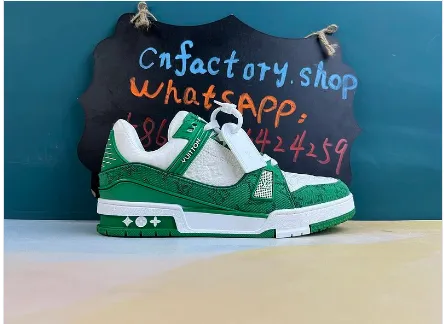 Lv Trainer Green Monogram Denim White thumbnail 2