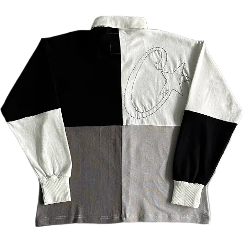 corteiz Long Sleeve Color Block Polo -Black Gray thumbnail 2