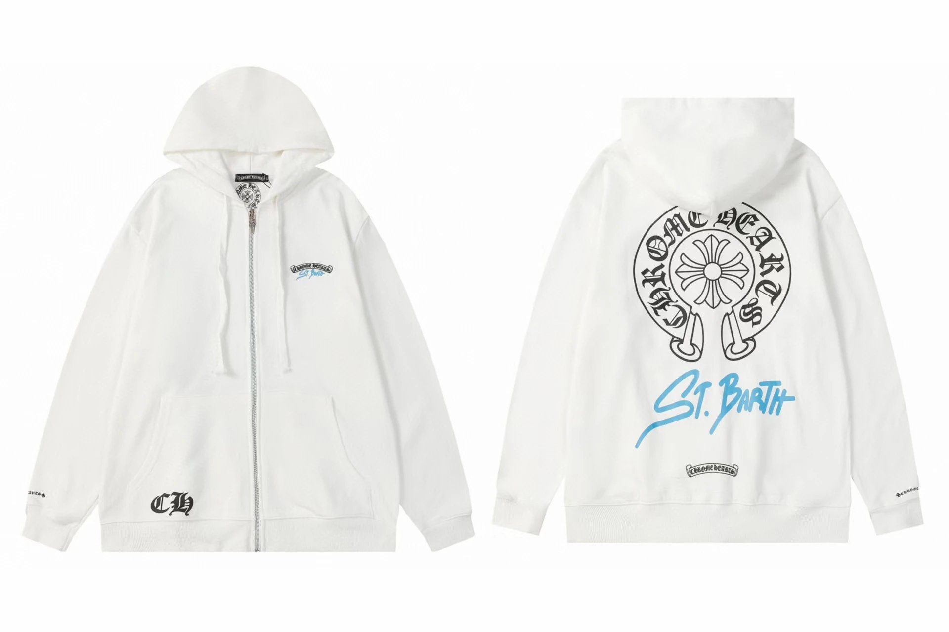 Chrome Hearts Style Zip Hoodie